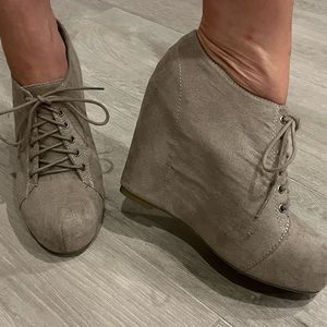 Tan Suede Wedge Heels